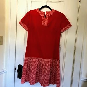 Vintage Red Gingham Drop-waist shift dress size 12